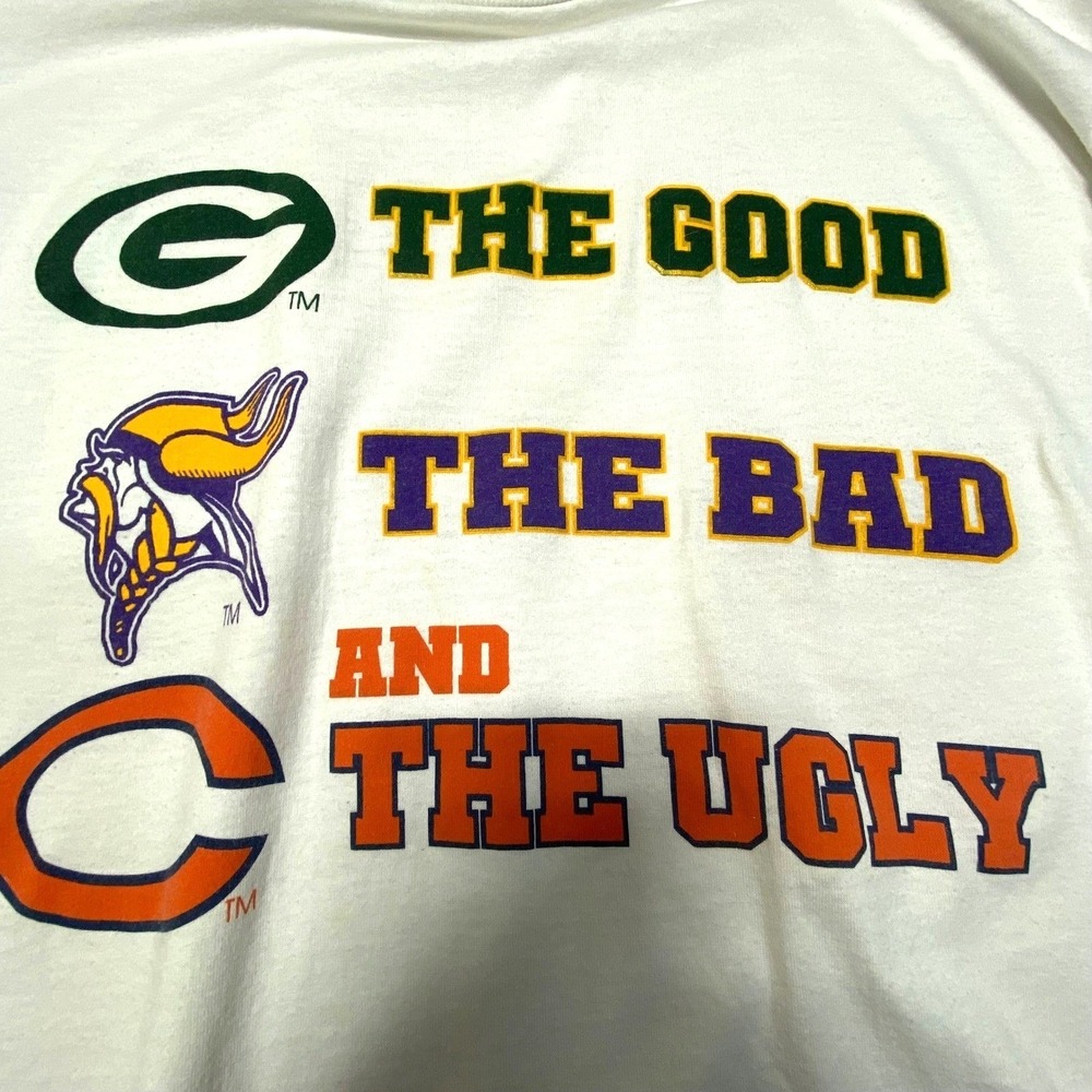 Green Bay Packers Tee‎ Mens Large Vintage 90s Jerzees Vikings Bears Ugly NFL